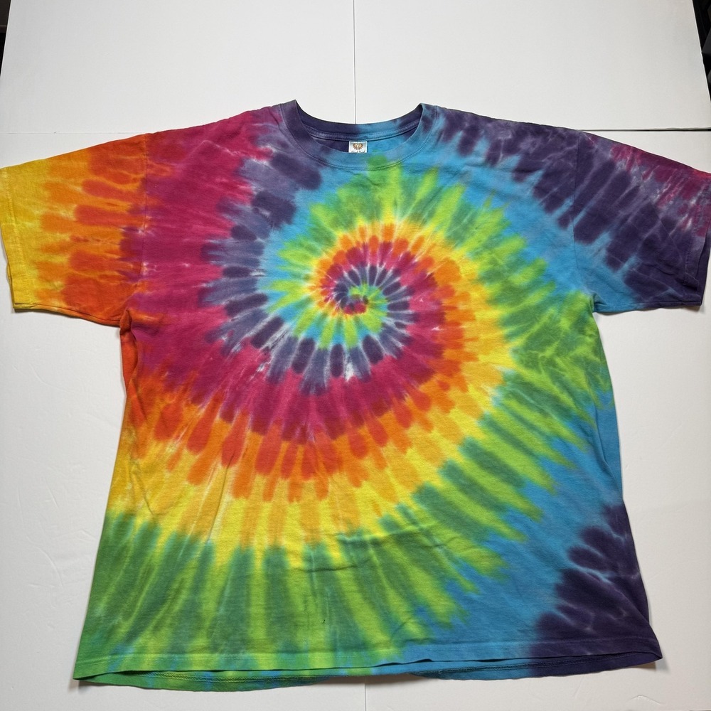 Sundog Shirt Mens 2XL Multicolor Spiral Tie Dye Rainbow Hand Dyed Graphic Tee
